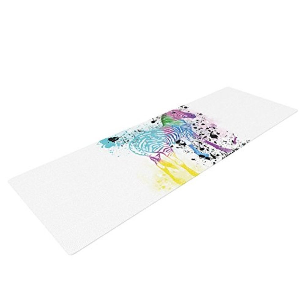 White Rainbow Zebra Yoga Mat 72" x 24"